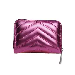 Cartera Pequeña Metálica Con Diseño Acolchado Rosa Miniso
