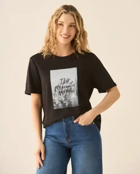 Camiseta Negro Jaguar Ultraoscuro Talla S 103G004 Esprit