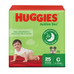 Pañal Huggies Active Sec Etapa 3/G Comodida y Absorción 25 Und
