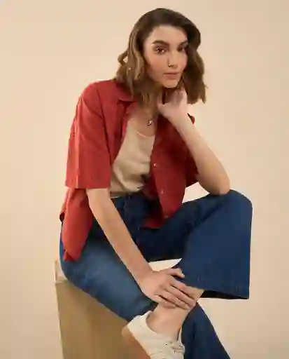Camisa Rojo Cereza Oscuro Talla L 612G023 Esprit