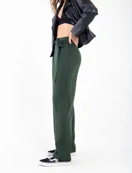 Pantalón Moño Frontal Verde Nafta Ultraoscuro Talla 8 Mujer Naf Naf