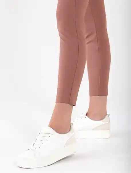 Pantalón Con Pretina Asimétrica Café Coñac Medio Talla 6 Mujer Naf Naf