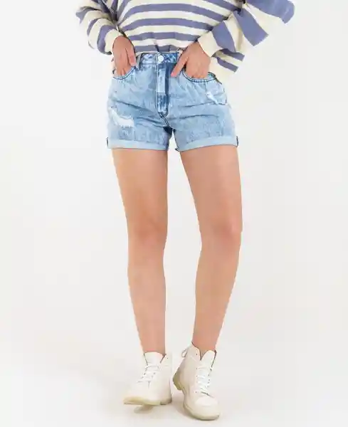 short tiro alto tono azul indigo claro talla 10 mujer Naf-Naf