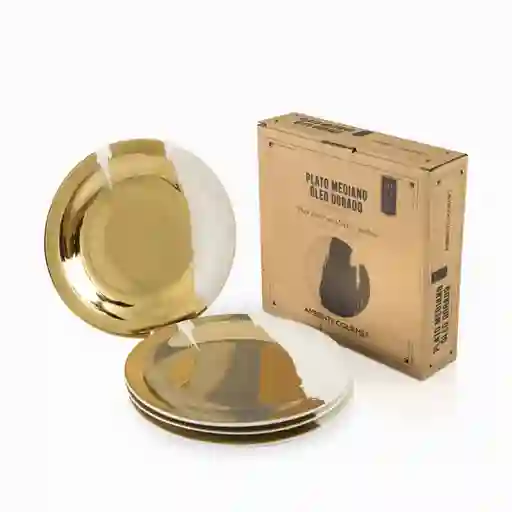 Ambiente Gourmet Set Plato Mediano Óleo Dorado 21 cm