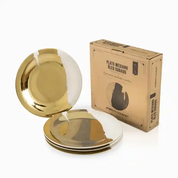 Ambiente Gourmet Set Plato Mediano Óleo Dorado 21 cm