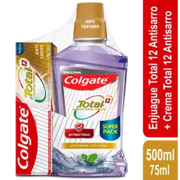 Colgate Crema Dental + Enjueague Bucal Total 12 Antisarro