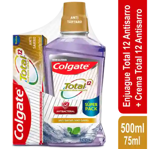 Colgate Crema Dental + Enjueague Bucal Total 12 Antisarro