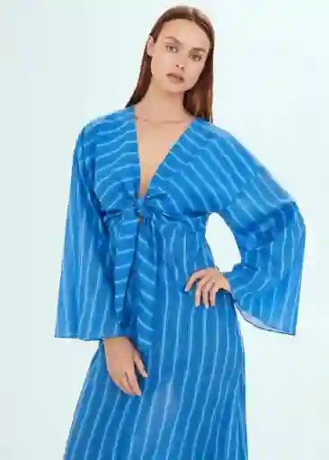 Vestido Agua Azul Talla M Mujer Mango