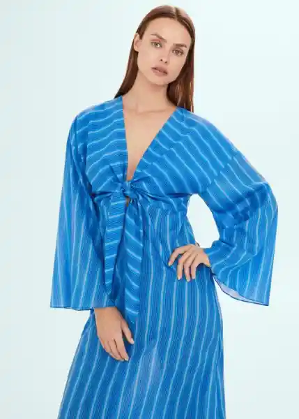 Vestido Agua Azul Talla M Mujer Mango
