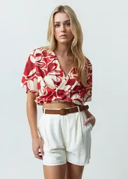 Camisa Mujer Rojo Pompeya Oscuro Talla L 512G334 Naf Naf