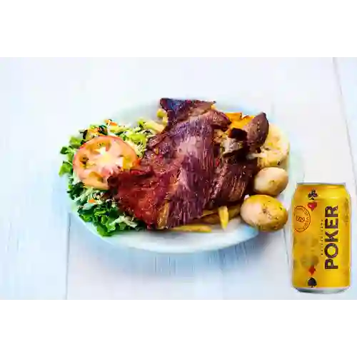 Combo Sobrebarriga + Cerveza Poker Lta 330ml