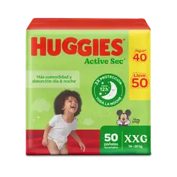 Pañales Huggies Active Sec Etapa 5/XXG PROMO Pague 40 lleve 50 Unidades