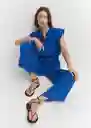 Enterizo Mono Bambula Azul Talla S Mujer Mango