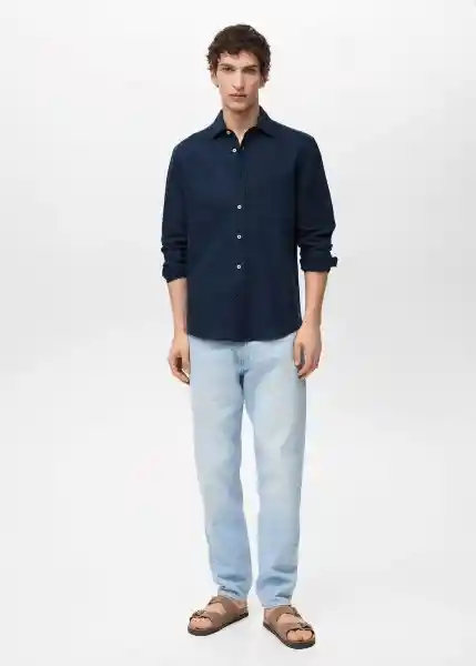 Camisa Avispa Navy Talla XS Hombre Mango