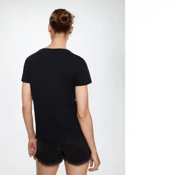 Camiseta Luki Negro Talla L Mujer Mango