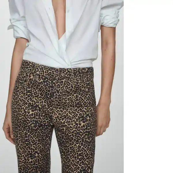 Jean Leopard Marron Talla 34 Mujer Mango