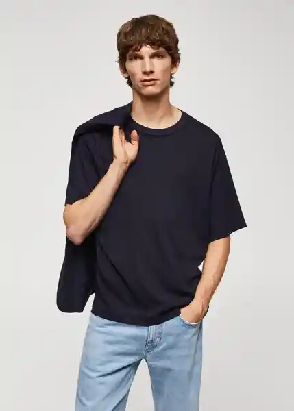 Camiseta Boxy Navy Talla M Hombre Mango