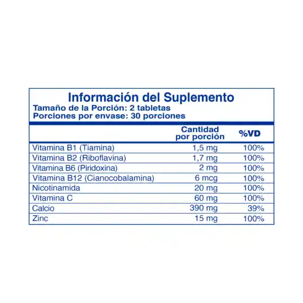 Tabletas Benet Complejo B x 60 Tabletas x 15 Und