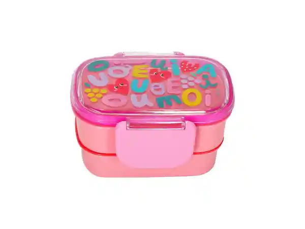 Recipiente Para Lonchera Rosa 13.5 x 10.3 x 7.8 cm Casaideas