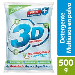 Detergente En Polvo 3D Multiusos Bicarbonato + Aloe 500G