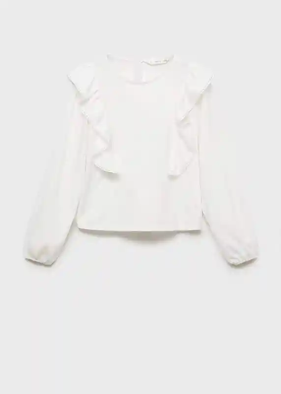 Camiseta Frill Off White Talla 14 Niñas Mango