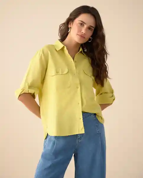 Camisa Amarillo Linaza Medio Talla XS 611G027 Esprit