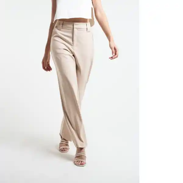  Pantalon Drew Beige Goma Medio Talla 6 Naf-Naf 