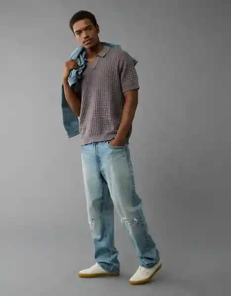 Suéter Tejido Hombre Gris Talla SMALL 1948023 American Eagle