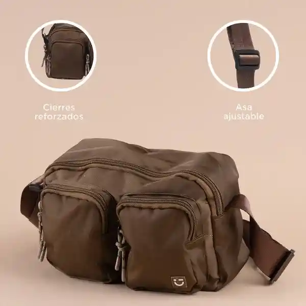 Bolso Crossbody Con Dos Bolsas al Frente Café Serie Miniso