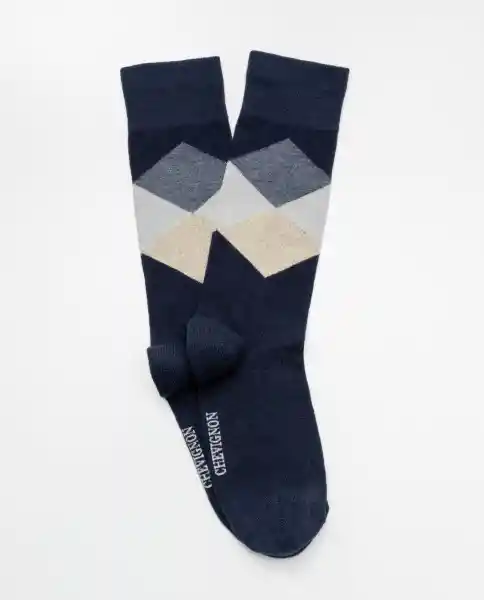 Medias Argyle Azul Marino Ultraoscuro Talla 10-12 Chevignon