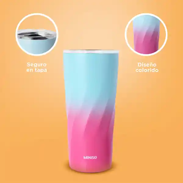 Vaso de Acero Azul y Rosa 600 mL Miniso