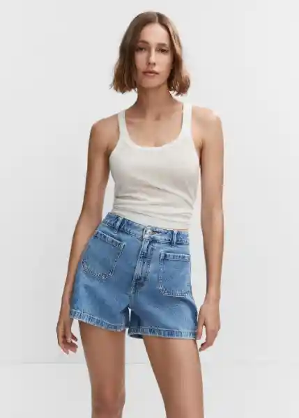 Short Clea Tejano Medio Talla 46 Mujer Mango