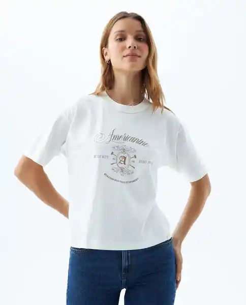 Camiseta Mujer Crudo Talla M 609F002 Americanino