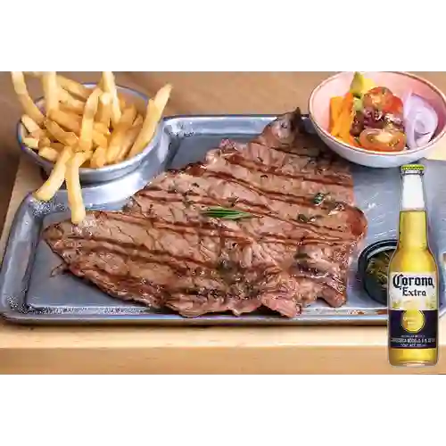 Combo Carne a la Parrilla + Cerveza Corona Bot. 355ml