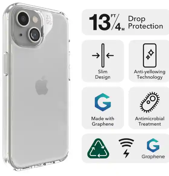 Zagg Case Crystal Palace Para Iphone 15plus/14 Plus Transparente