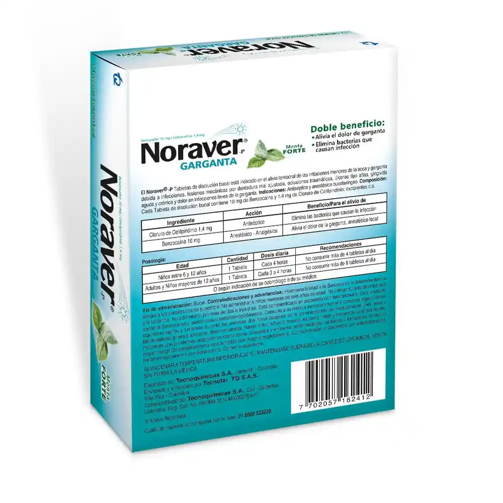 Noraver Garganta Menta Forte (10 mg / 1.4 mg)
