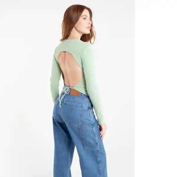  Camiseta Mujer Color Verde Escarchado Claro Talla S Naf-Naf 