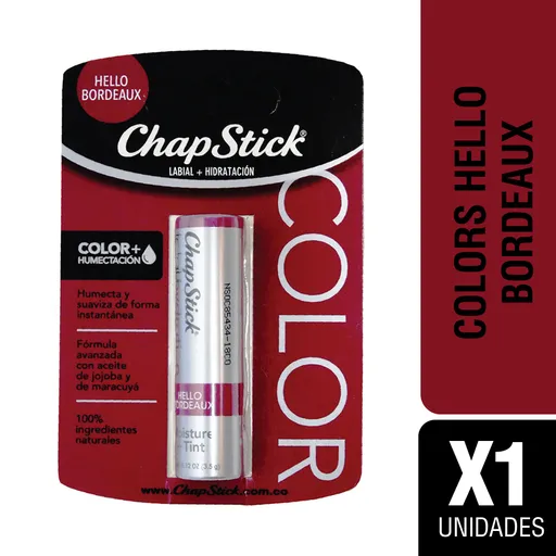 Chapstick Colors Hello Bordeaux Hidratación +Color X 1 Und