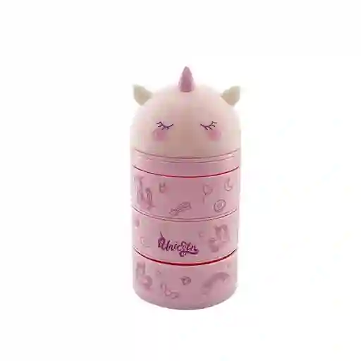 Organizador de Plástico Unicornio Con 3 Cajones Rosa Miniso