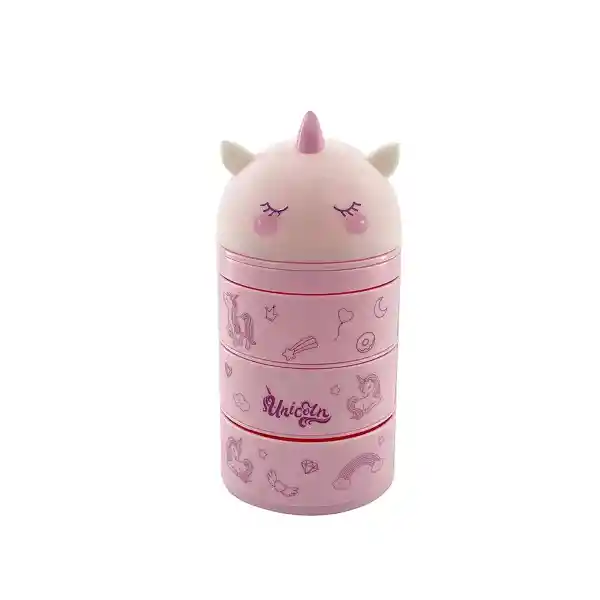 Organizador de Plástico Unicornio Con 3 Cajones Rosa Miniso