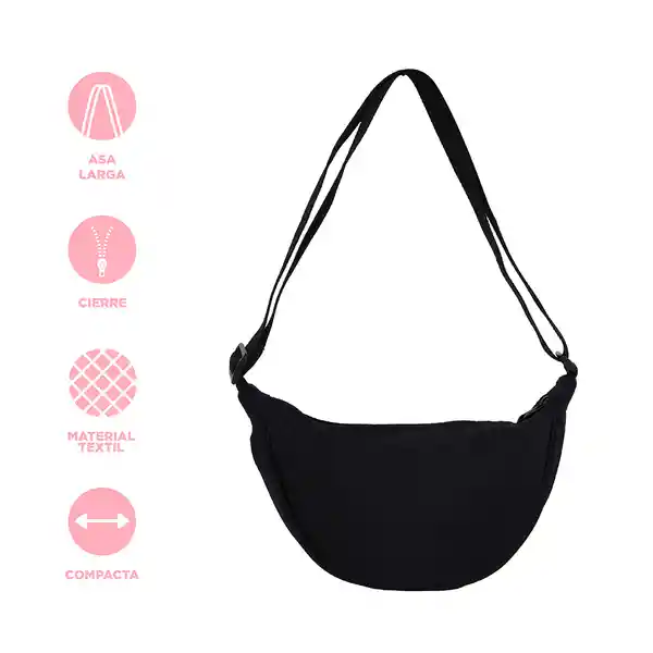 Bolso Crossbody Deportivo Liso Negro Serie Miniso