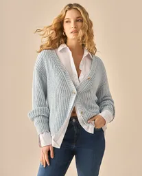 Suéter Tejido Azul Nube Claro Talla S 462G212 Esprit