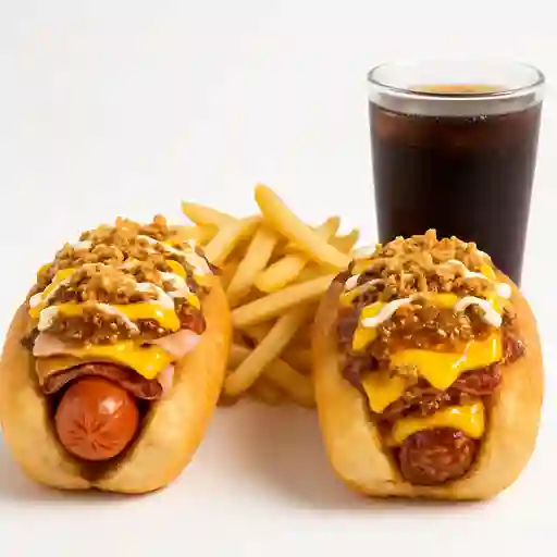 Combina2 Perro Papas y Choriperro Papas y Bebida.