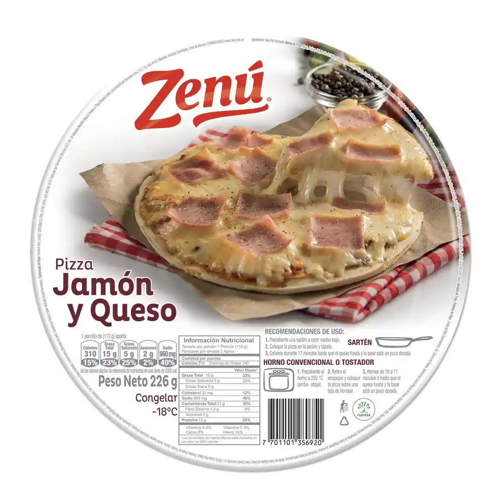 Zenú Pizza de Jamón y Queso