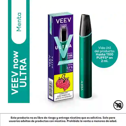 VEEV now ULTRA Menta. Hasta 1100 PUFFS en 2ml.​	