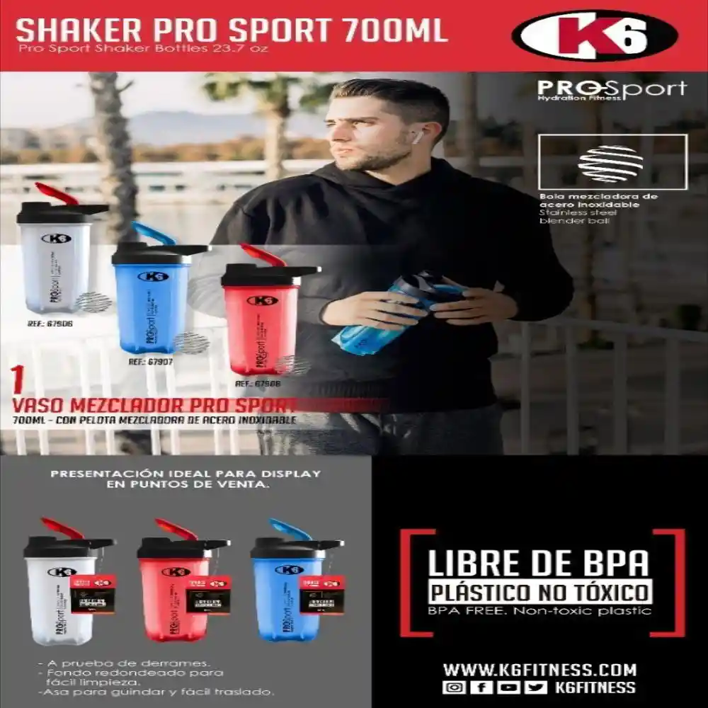 K6 Vaso Mezclador Pro Sport Rojo