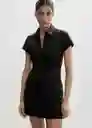 Vestido Cortes Negro Talla XL Mujer Mango