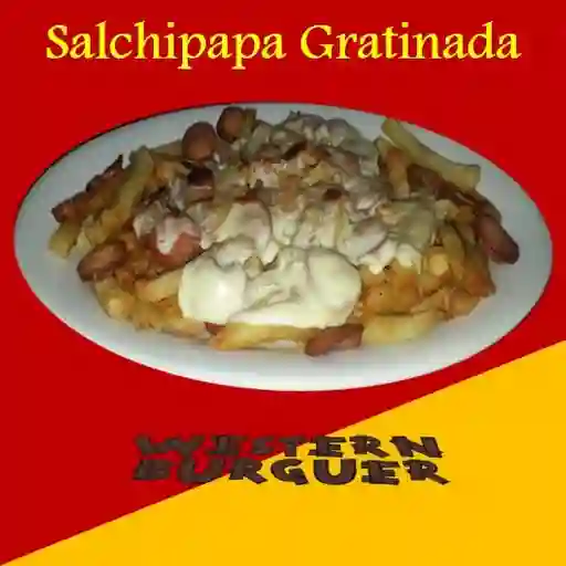 Salchipapa Gratinada