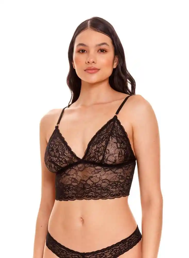 Bralette en Encaje Triangular 36b - Negro