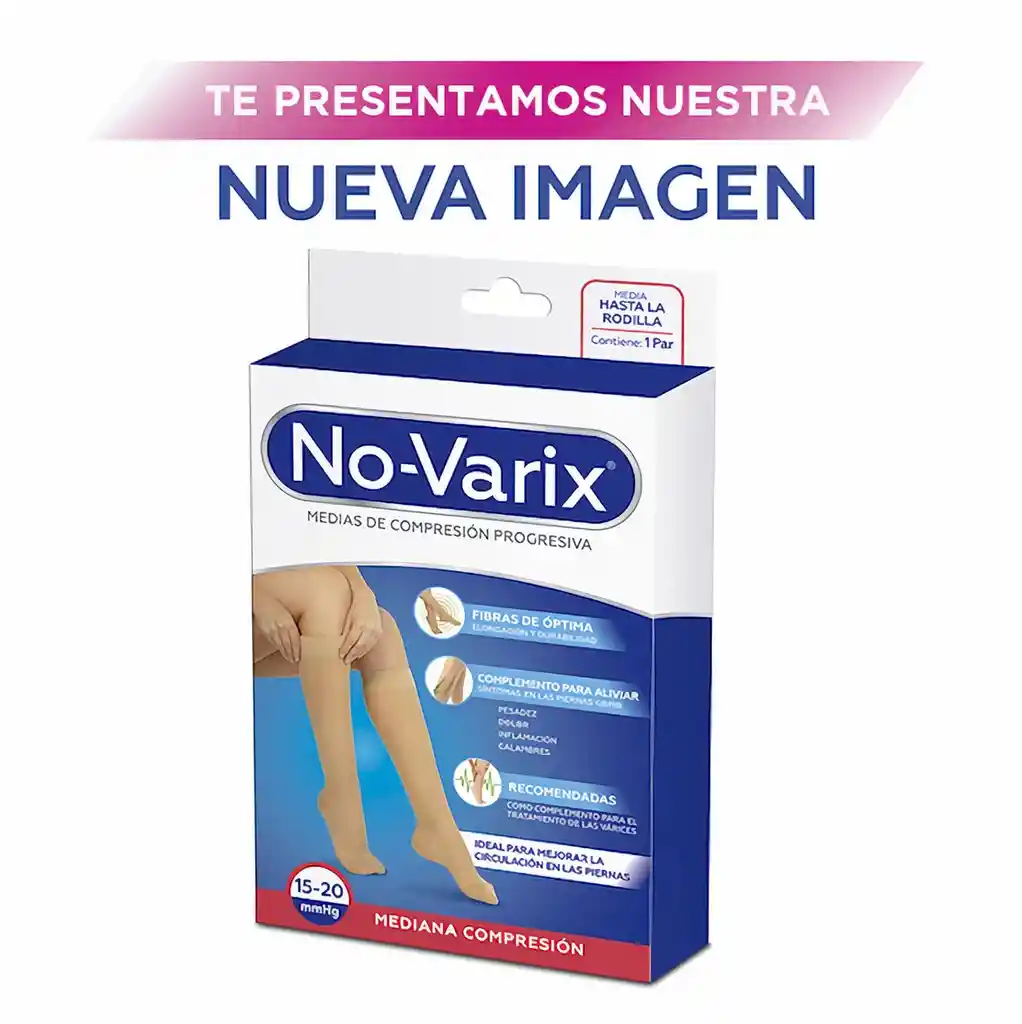 No-Varix® Calcetín Mujer Transparente 15-20 mm/hg White Medium